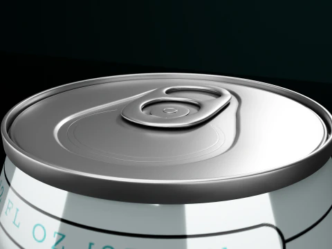 Regular 355ml Beverage Can Open and Closed Tabs with Droplets 3D Model