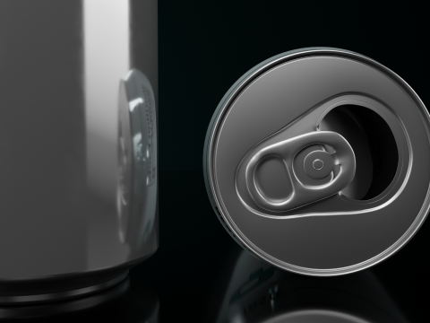 Regular 355ml Beverage Can Open and Closed Tabs with Droplets 3D Модель