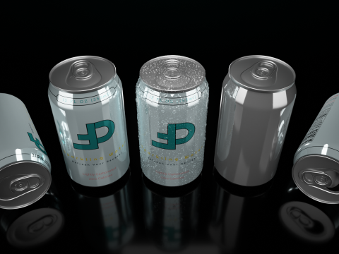 Regular 355ml Beverage Can Open and Closed Tabs with Droplets 3D Модель