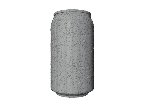 Regular 355ml Beverage Can Open and Closed Tabs with Droplets 3D Model