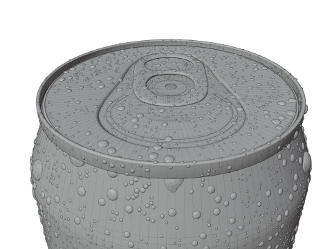 Regular 355ml Beverage Can Open and Closed Tabs with Droplets 3D Model