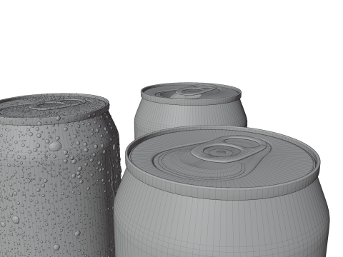 Regular 355ml Beverage Can Open and Closed Tabs with Droplets 3D Модель