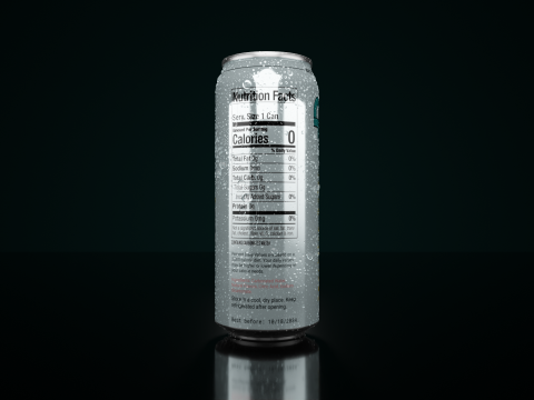 Regular 500ml Beverage Can Open and Closed Tabs with Droplets 3D-Modell