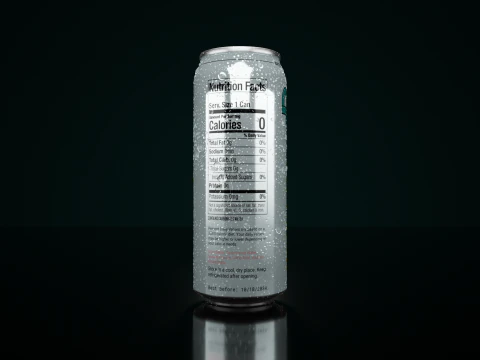 Regular 500ml Beverage Can Open and Closed Tabs with Droplets 3D Model