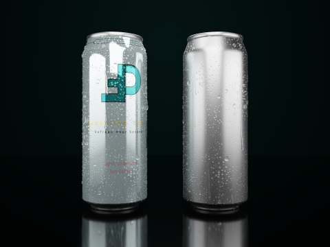 Regular 500ml Beverage Can Open and Closed Tabs with Droplets 3D-Modell