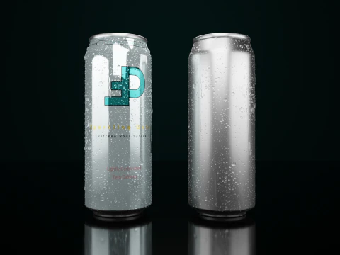 Regular 500ml Beverage Can Open and Closed Tabs with Droplets 3D Model