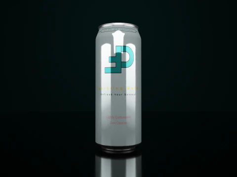 Regular 500ml Beverage Can Open and Closed Tabs with Droplets 3D Model