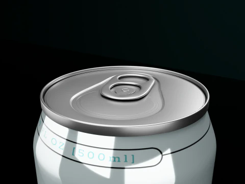 Regular 500ml Beverage Can Open and Closed Tabs with Droplets 3D Model