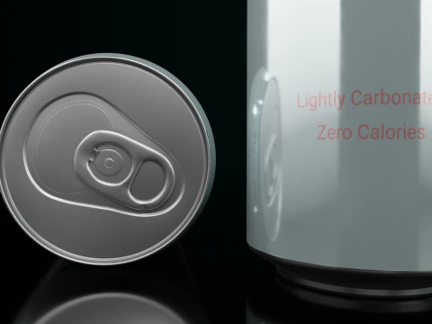 Regular 500ml Beverage Can Open and Closed Tabs with Droplets 3D Model