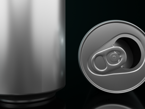 Regular 500ml Beverage Can Open and Closed Tabs with Droplets 3D-Modell