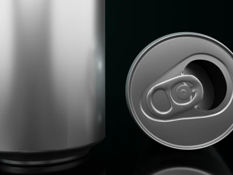 Regular 500ml Beverage Can Open and Closed Tabs with Droplets 3D Model