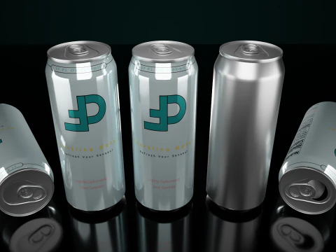 Regular 500ml Beverage Can Open and Closed Tabs with Droplets 3D Model