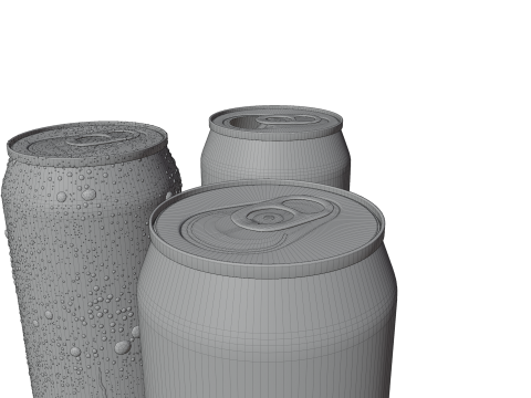 Regular 500ml Beverage Can Open and Closed Tabs with Droplets 3D-Modell