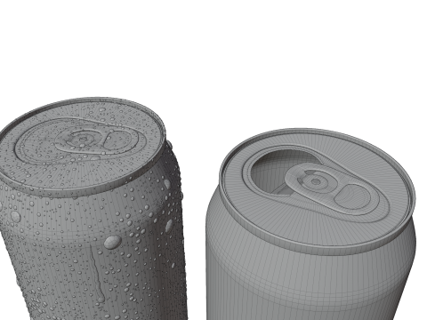 Regular 500ml Beverage Can Open and Closed Tabs with Droplets 3D-Modell