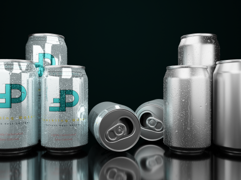 Regular Beverage Cans Set Open and Closed Tabs with Droplets Modelo 3D