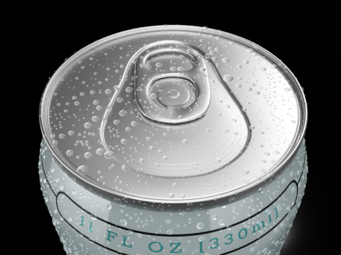 Regular Beverage Cans Set Open and Closed Tabs with Droplets Modelo 3D