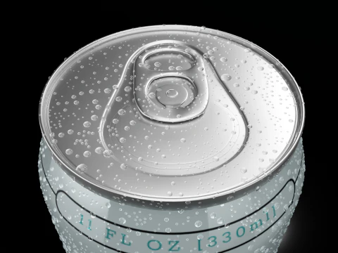 Regular Beverage Cans Set Open and Closed Tabs with Droplets 3D Model
