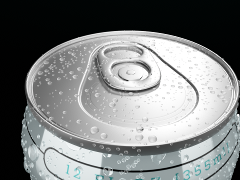 Regular Beverage Cans Set Open and Closed Tabs with Droplets Modelo 3D