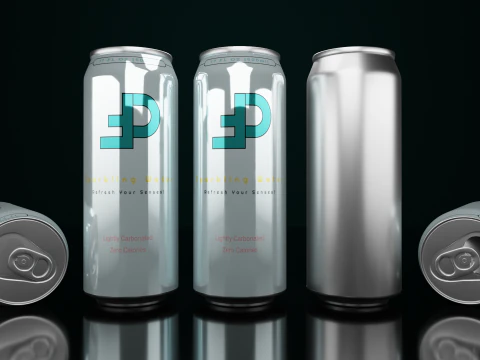 Regular Beverage Cans Set Open and Closed Tabs with Droplets 3D Model