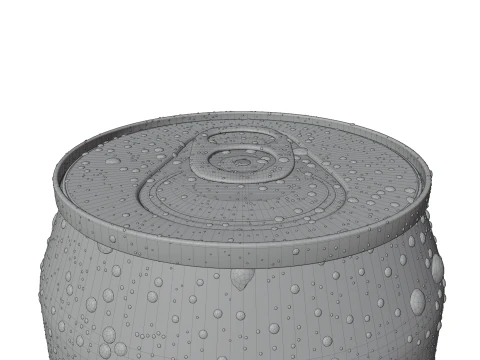 Regular Beverage Cans Set Open and Closed Tabs with Droplets 3D Model