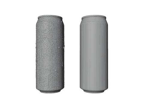 Regular Beverage Cans Set Open and Closed Tabs with Droplets 3D Model