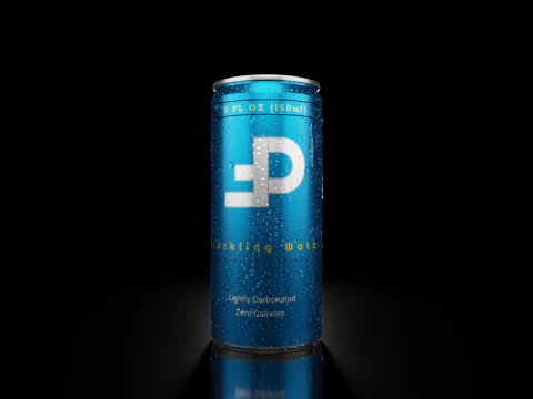 Slim 150ml Beverage Can Open and Closed Tabs with Droplets 3D Model