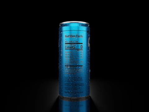 Slim 150ml Beverage Can Open and Closed Tabs with Droplets 3D Model