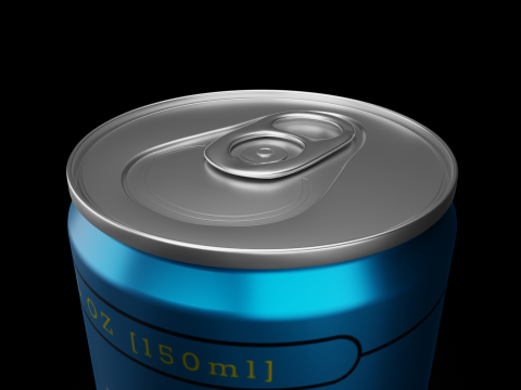 Slim 150ml Beverage Can Open and Closed Tabs with Droplets 3D 模型