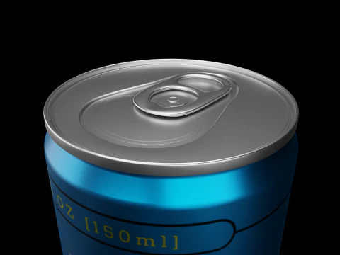 Slim 150ml Beverage Can Open and Closed Tabs with Droplets 3D Model