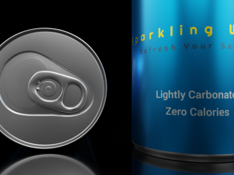 Slim 150ml Beverage Can Open and Closed Tabs with Droplets 3D 模型