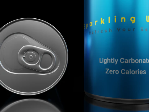 Slim 150ml Beverage Can Open and Closed Tabs with Droplets 3D Model