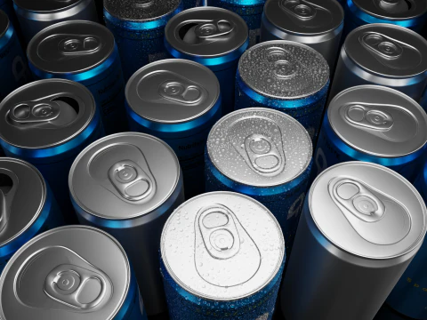 Slim 150ml Beverage Can Open and Closed Tabs with Droplets 3D Model
