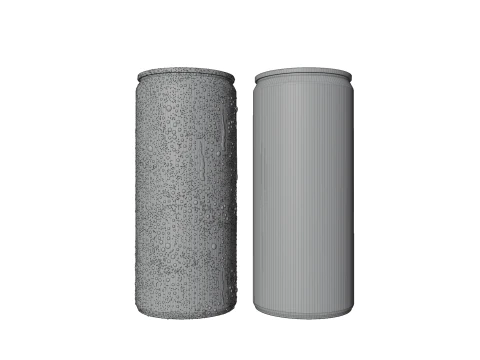 Slim 150ml Beverage Can Open and Closed Tabs with Droplets 3D Model