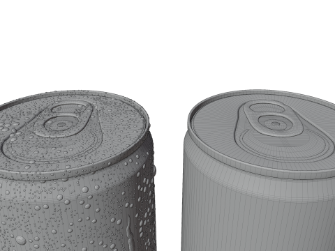 Slim 150ml Beverage Can Open and Closed Tabs with Droplets 3D 模型