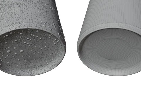 Slim 150ml Beverage Can Open and Closed Tabs with Droplets 3D Model