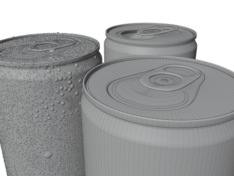 Slim 150ml Beverage Can Open and Closed Tabs with Droplets 3D 模型