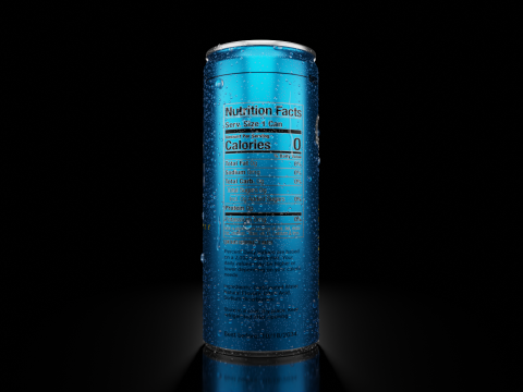 Slim 200ml Beverage Can Open and Closed Tabs with Droplets 3D 모델