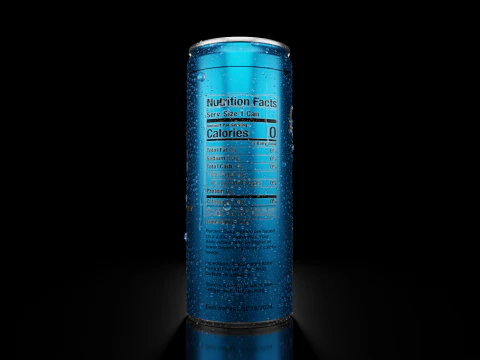 Slim 200ml Beverage Can Open and Closed Tabs with Droplets 3D Model