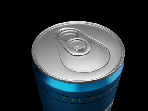 Slim 200ml Beverage Can Open and Closed Tabs with Droplets 3D Model