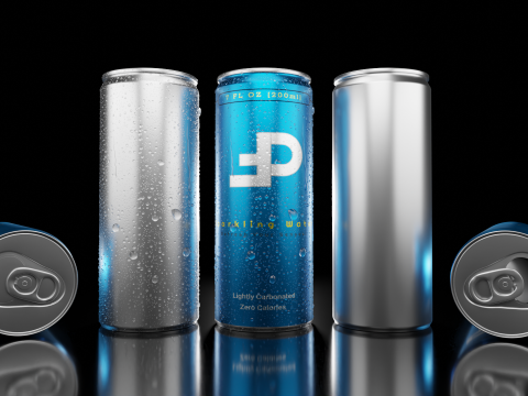 Slim 200ml Beverage Can Open and Closed Tabs with Droplets 3D 모델