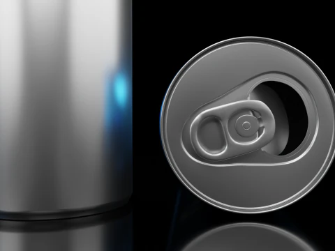 Slim 200ml Beverage Can Open and Closed Tabs with Droplets 3D Model