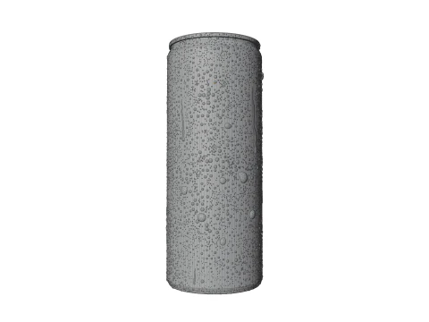 Slim 200ml Beverage Can Open and Closed Tabs with Droplets 3D Model