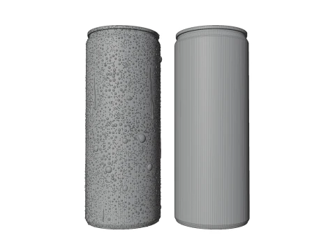 Slim 200ml Beverage Can Open and Closed Tabs with Droplets 3D Model