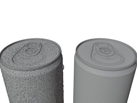Slim 200ml Beverage Can Open and Closed Tabs with Droplets 3D 모델