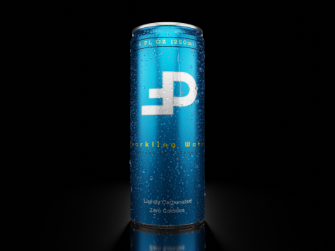Slim 250ml Beverage Can Open and Closed Tabs with Droplets Model 3D