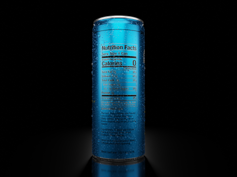 Slim 250ml Beverage Can Open and Closed Tabs with Droplets Model 3D