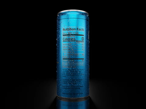 Slim 250ml Beverage Can Open and Closed Tabs with Droplets 3D Model
