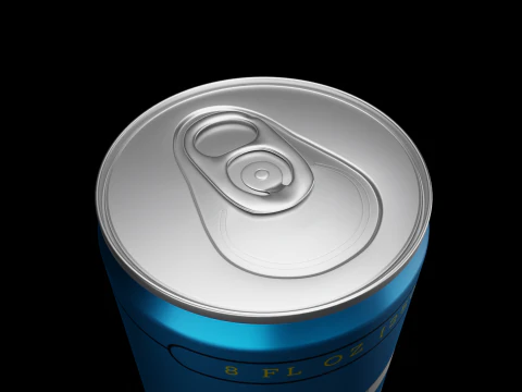 Slim 250ml Beverage Can Open and Closed Tabs with Droplets 3D Model