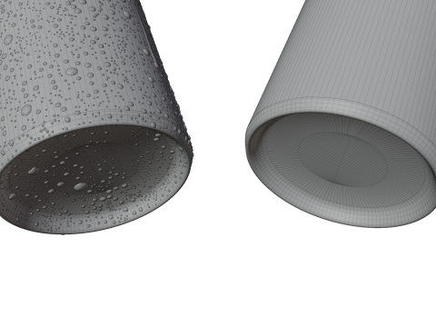 Slim 250ml Beverage Can Open and Closed Tabs with Droplets Model 3D