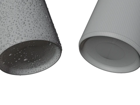 Slim 250ml Beverage Can Open and Closed Tabs with Droplets 3D Model